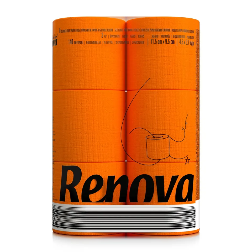 renova-orange-toilettenpapier-6-rollen-farbig-orange image 1