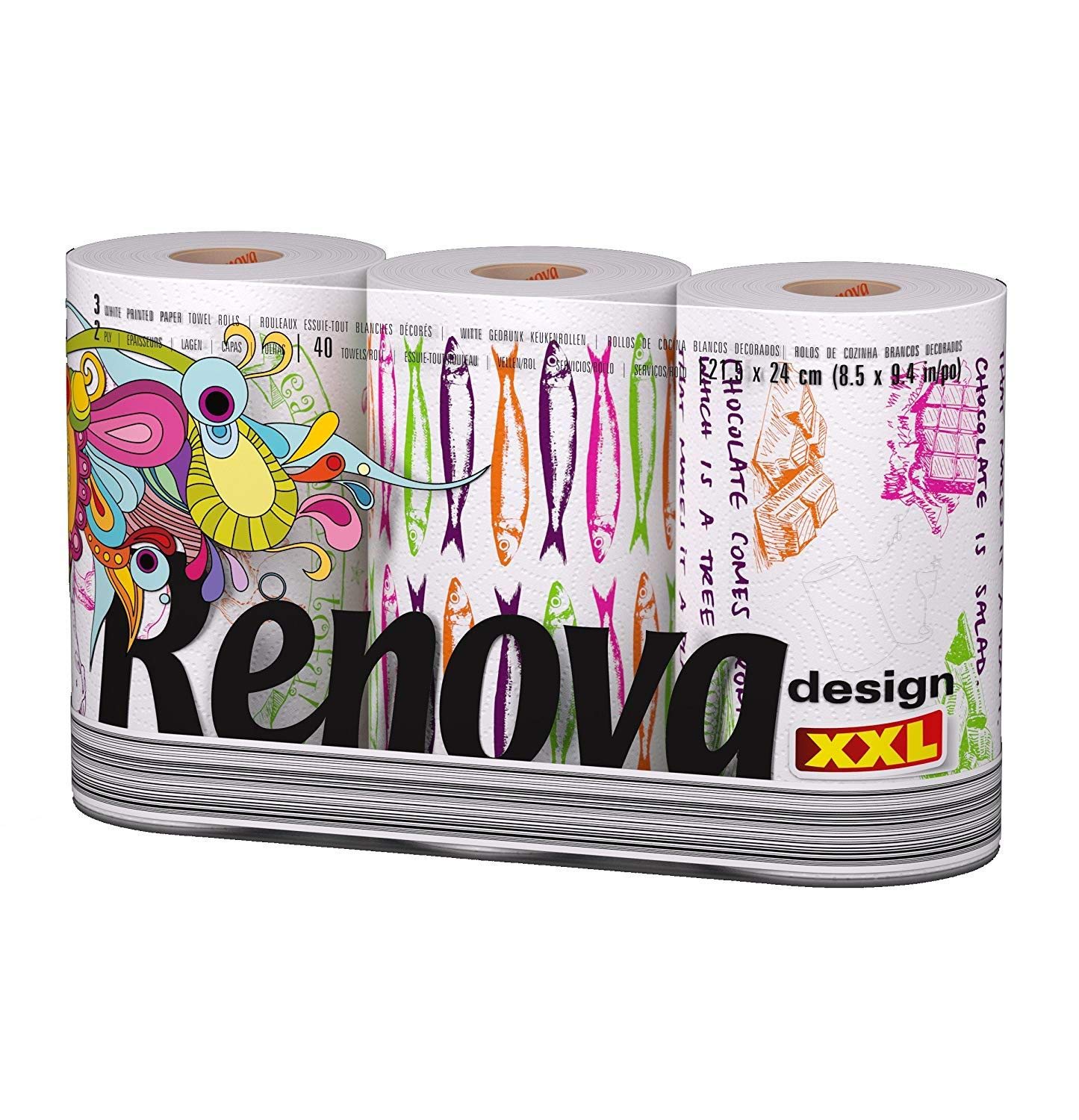 renova-kitchen-roll-design-xxl-k-chenrolle-wei-3-rollen-bedruckt image 1