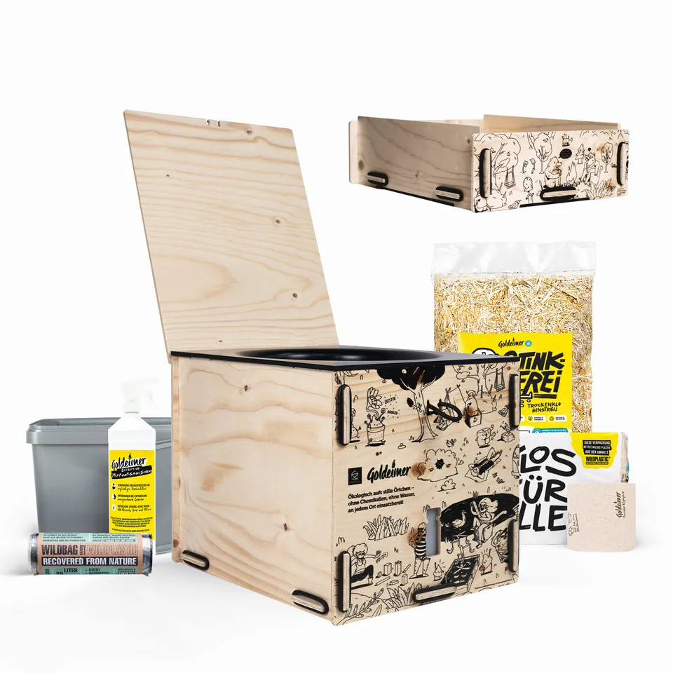 goldeimer-camper-mini-trenntoilette-fichte-starterset-lifter image 1