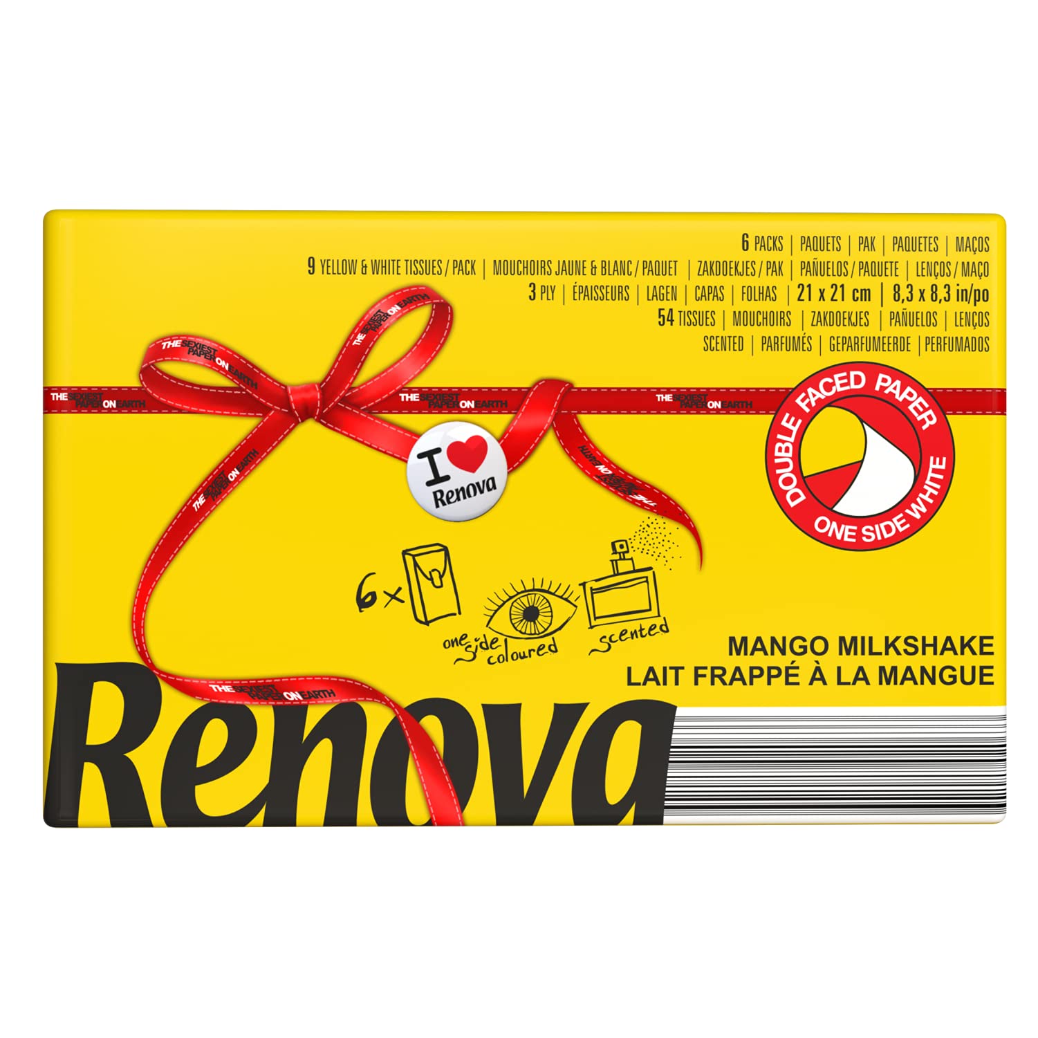 renova-tissues-red-label-mango-papiertaschent-cher-gelb-6-pack image 1