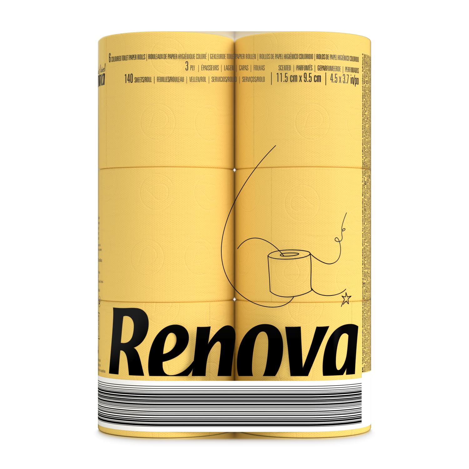 renova-yellow-toilettenpapier-gelb-6-rollen-3-lagig-parf-miert image 1