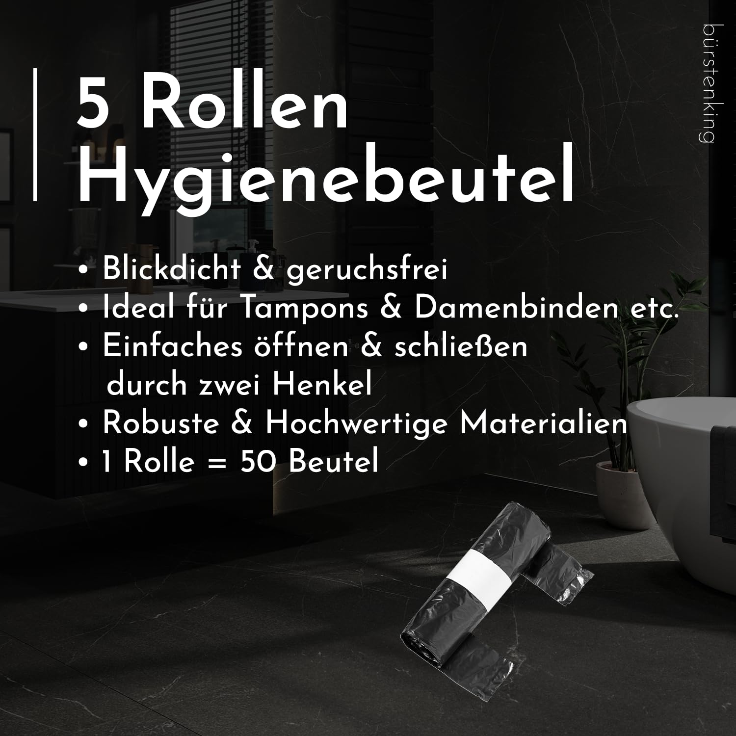 b-rstenking-serie-190-hygienebeutel-schwarz-250-st-ck-blickdicht image 2
