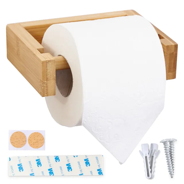 hennez-bad-zubeh-r-toilettenpapierhalter-bambus-ohne-bohren image 1
