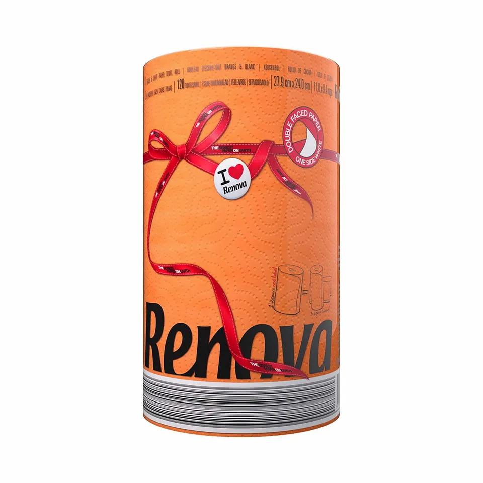 renova-kitchen-roll-k-chenrolle-orange-1-rolle-120-blatt image 1