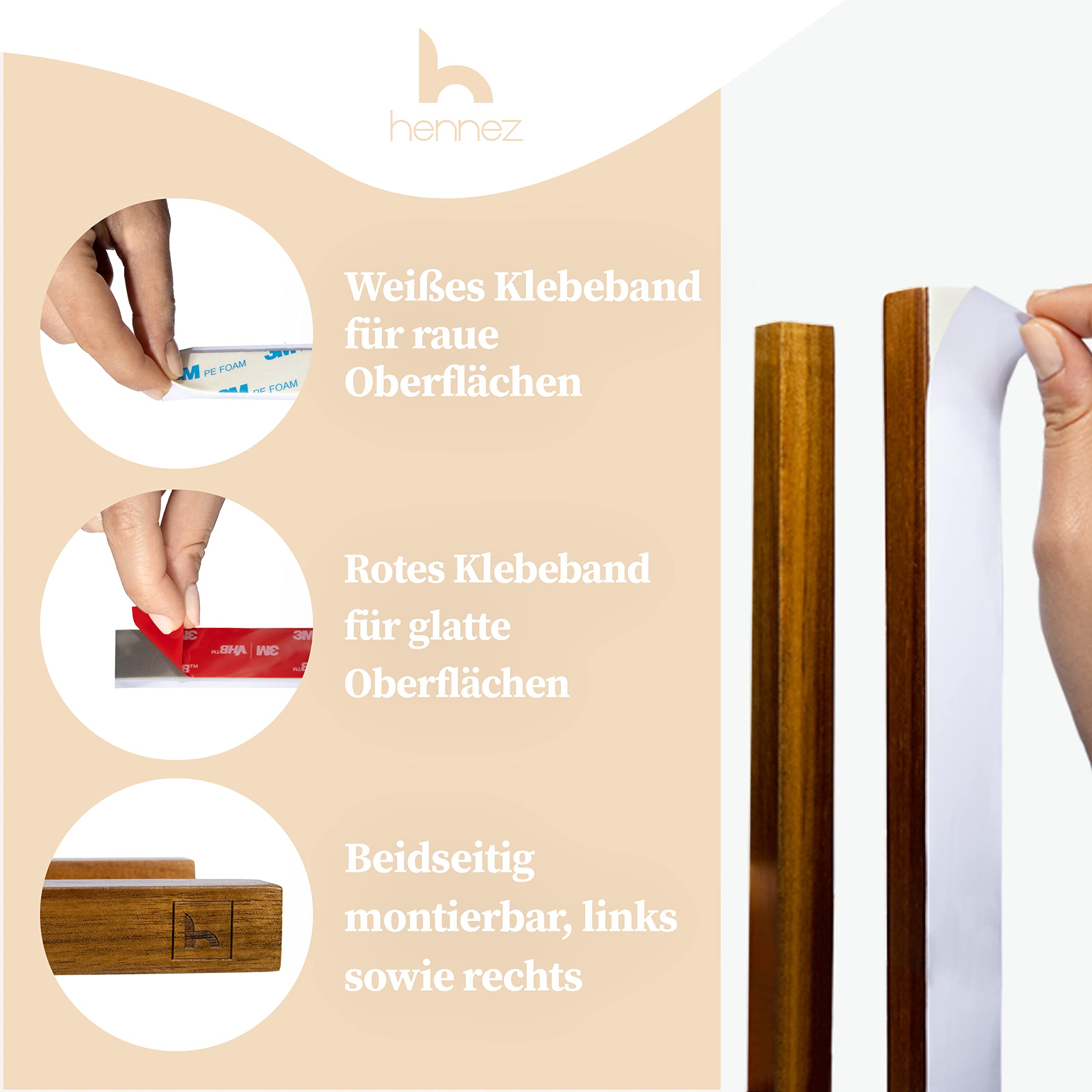 hennez-bad-handtuchstange-ohne-bohren-bambus-akazie-selbstklebend image 2