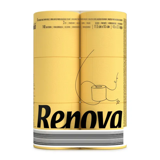renova-yellow-toilettenpapier-gelb-6-rollen-3-lagig-parf-miert image 1