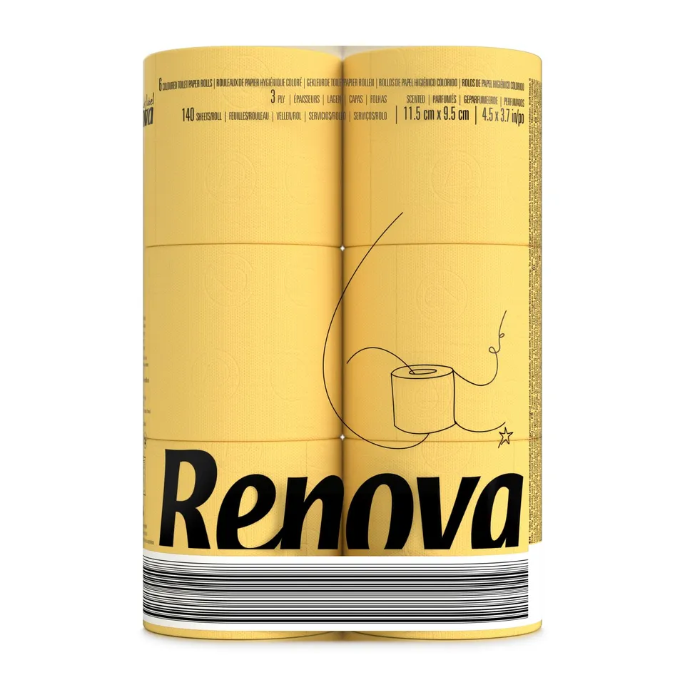 renova-yellow-toilettenpapier-gelb-6-rollen-3-lagig-parf-miert image 1
