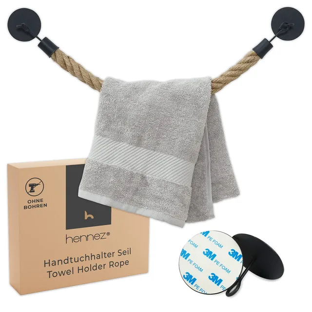 hennez-bad-zubeh-r-handtuchhalter-jute-schwarz-ohne-bohren image 1