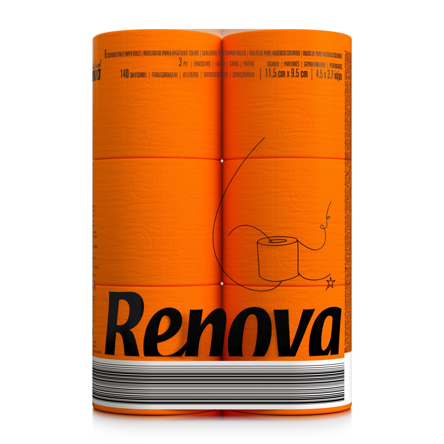 renova-orange-toilettenpapier-6-rollen-farbig-orange image 1
