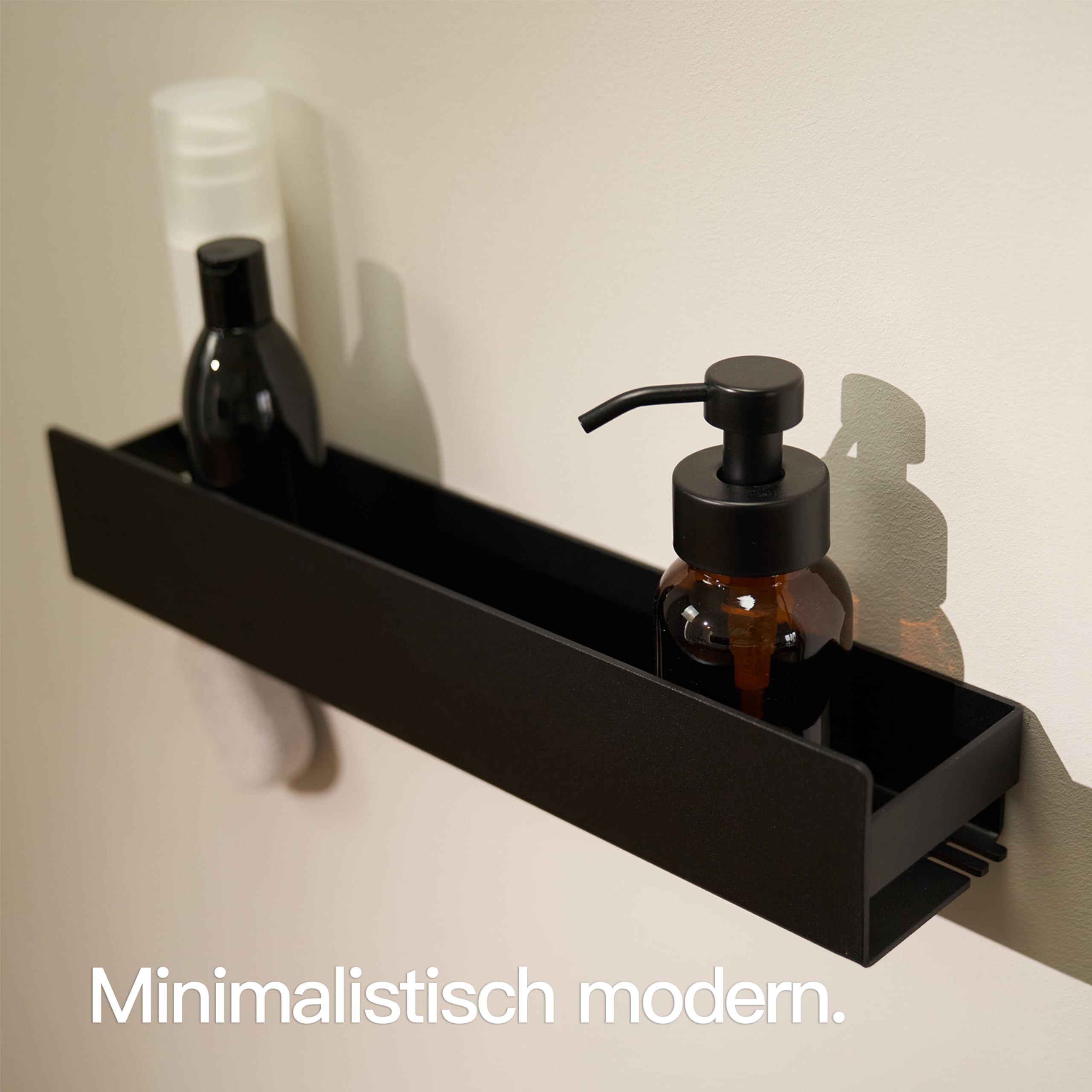 designfabrik-hamburg-badezimmer-duschablage-42cm-schwarz-ohne-bohren image 2