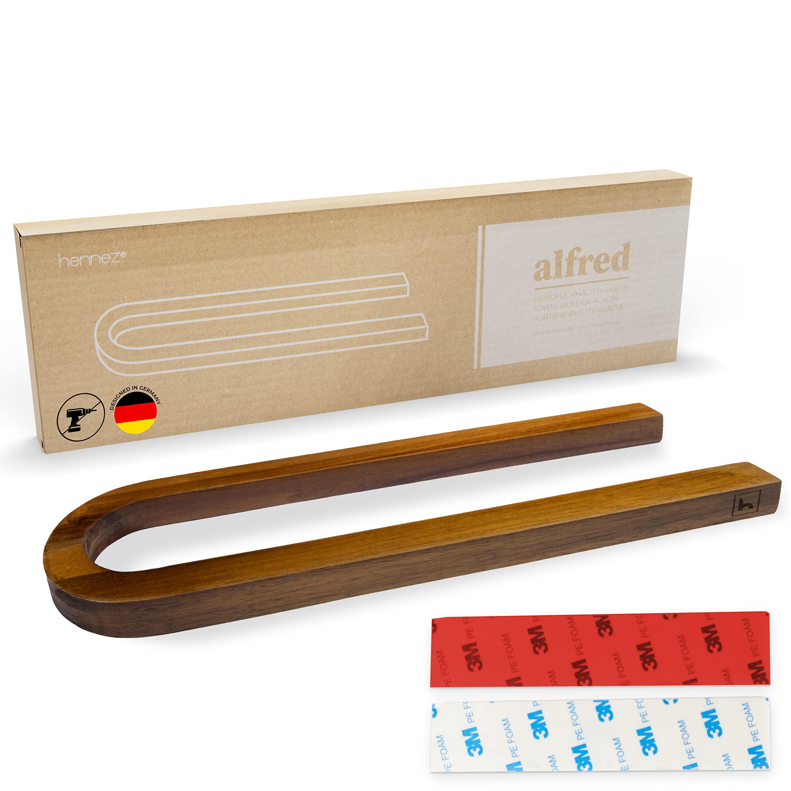 hennez-bad-handtuchstange-ohne-bohren-bambus-akazie-selbstklebend image 1